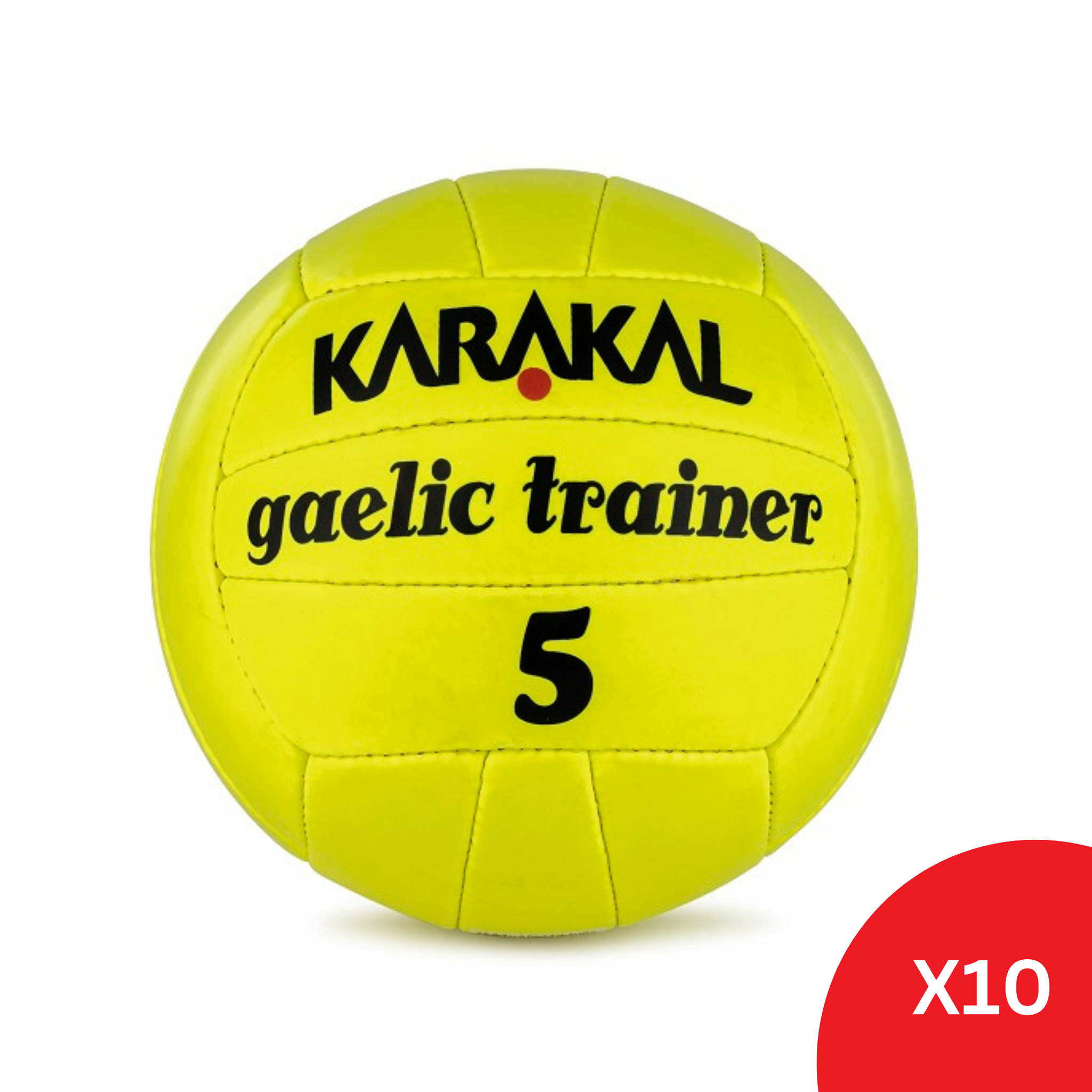 Karakal Gaelic Trainer Ball Size 5 (Fluo Yellow) - 10 Pack