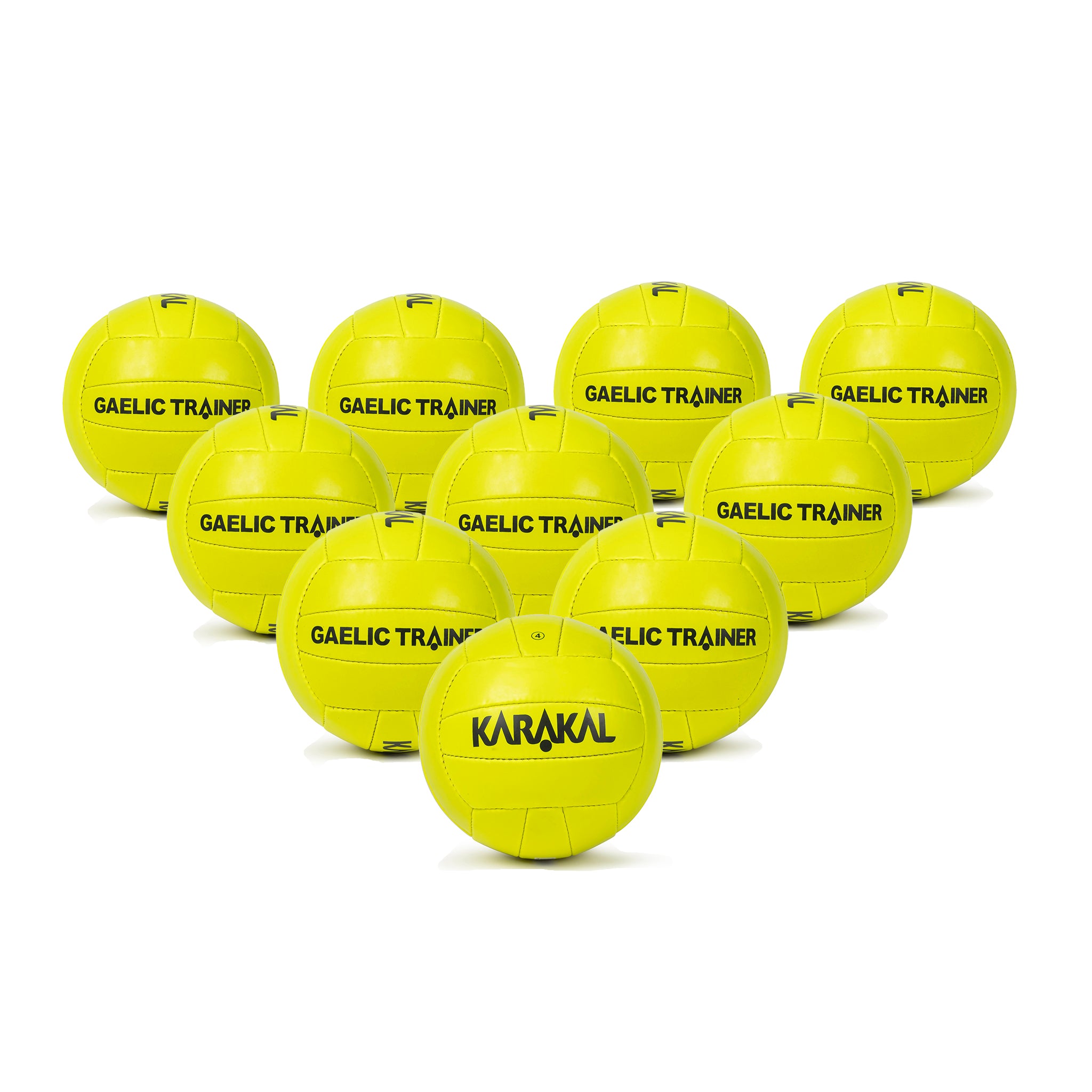 Karakal Gaelic Trainer Ball Size 4 (Flou Yellow) - 10 Pack