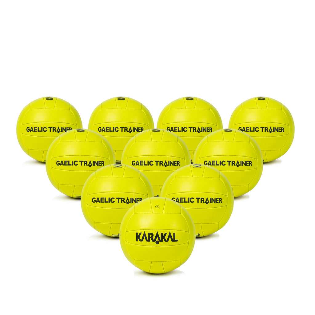 Karakal Gaelic Trainer Ball Size 5 (Fluo Yellow) - 10 Pack
