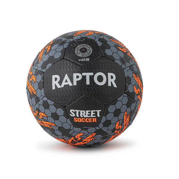 Raptor Street Soccer Ball 2.0 Black Neon Orange