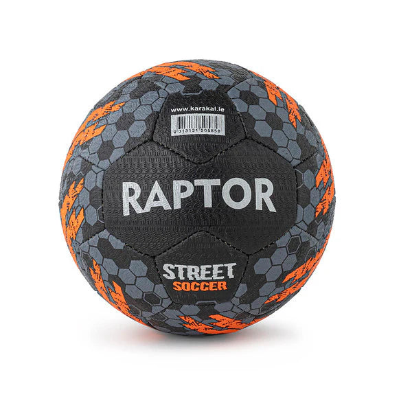 Raptor Street Soccer Ball 2.0 Black Neon Orange