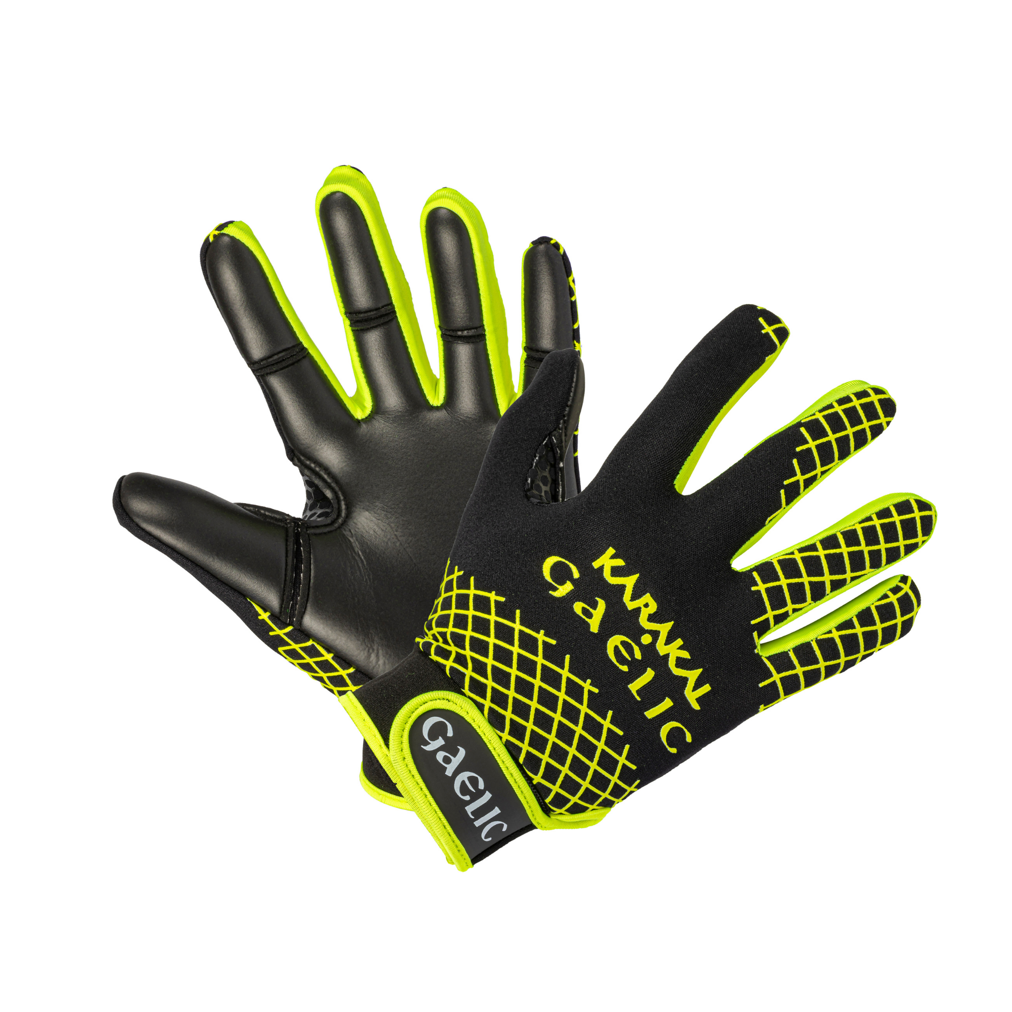 Karakal Web Gaelic Glove Black Neon Yellow