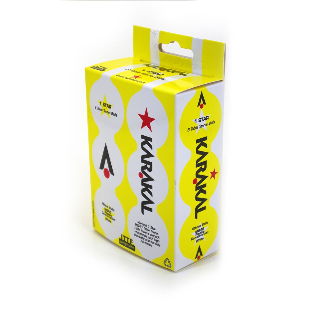 Karakal 1 Star Table Tennis Balls- 6 Pack