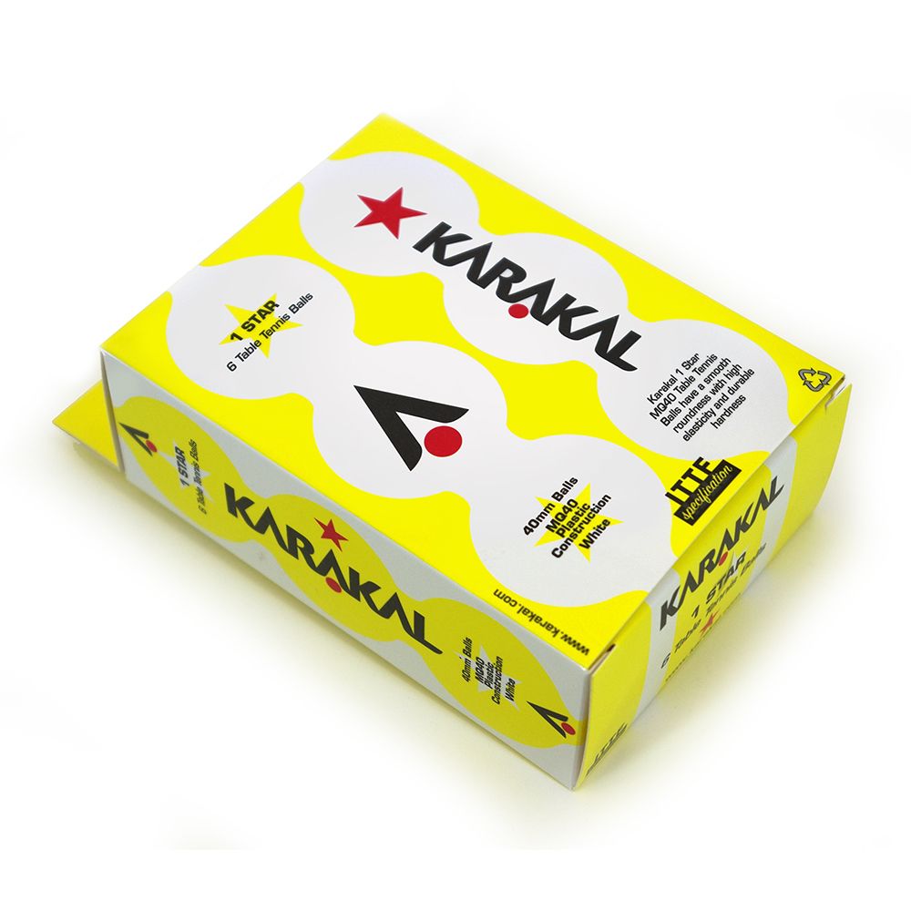 Karakal 1 Star Table Tennis Balls- 6 Pack